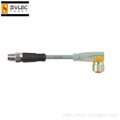 Male-straight M8 to female-angled M12 LED